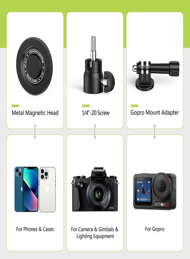 حامل سيلفي أحادي وثلاثي القوائم لتسجيل تدريبات تأرجح الجولف مع وتد أرضي ومحول GoPro ومسمار 1/4 بوصة، وحامل هاتف مغناطيسي للجولف متوافق مع Magsafe iPhone - Image 3