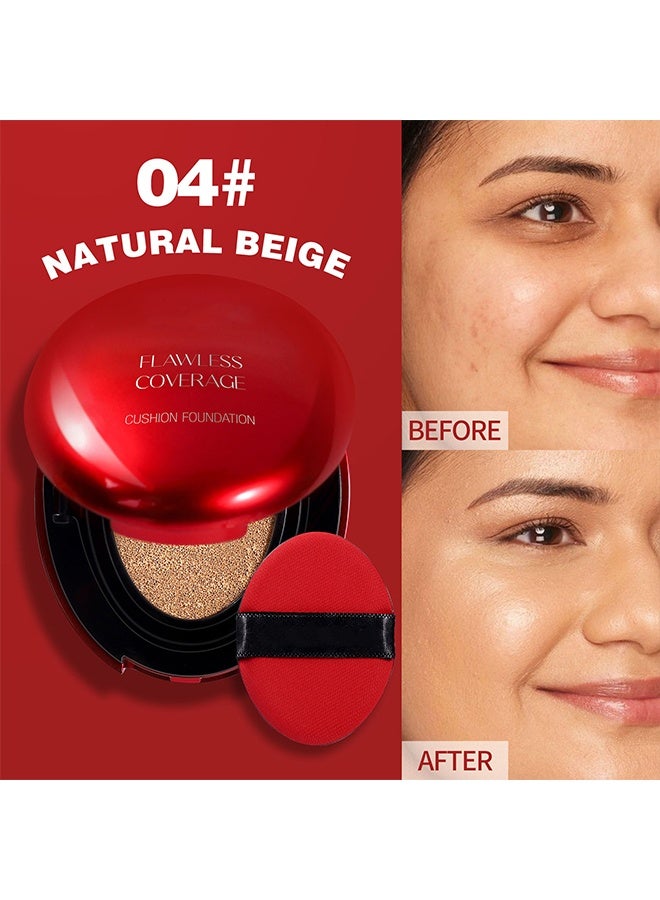 LANGMANNI Mask Fit Cushion Foundation, Full Coverage & Weightless, Skin Fit Technology for Natural Radiance, Satin Glow Finish, Hydrating Long-Lasting Cushion, Anti-Caking 04# NATURAL BEIGE - Image 2