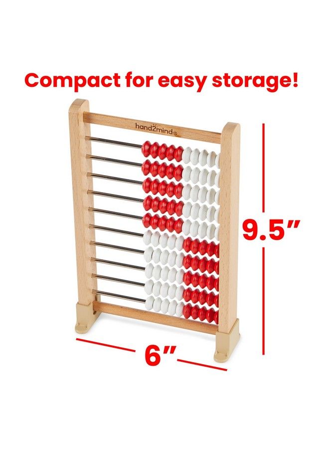 hand2mind Mini 100 Bead Wooden Rekenrek Abacus For Kids Math Math Manipulatives Kindergarten Counting Rack For Kids Counters For Kids Math Educational Toys For Elementary Kids (Set Of 1) - Image 4