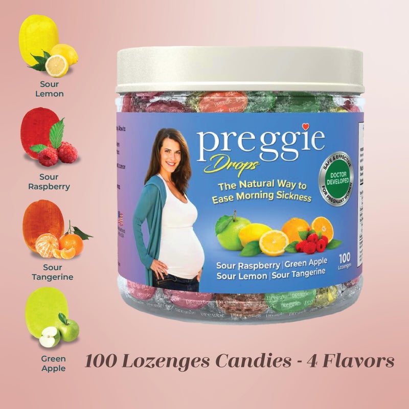 Three Lollies Preggie Pop Drops Pregnancy Nausea Relief Morning Sickness Candy with Essential Oils for Pregnant Women â€“ Flavor Variety Pack, 100 Count - Image 2