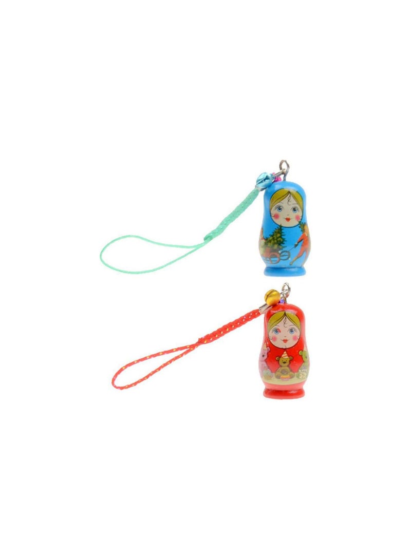 GGOOT 12pcs Wooden Matryoshka Nesting Dolls Dolls Keychains Keyrings Bag Purse Backpack Charms Birthday Party Favors Gifts - Image 2