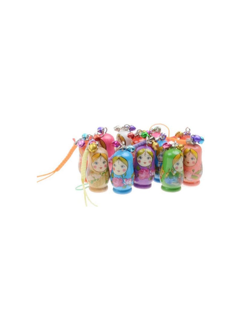GGOOT 12pcs Wooden Matryoshka Nesting Dolls Dolls Keychains Keyrings Bag Purse Backpack Charms Birthday Party Favors Gifts - Image 5