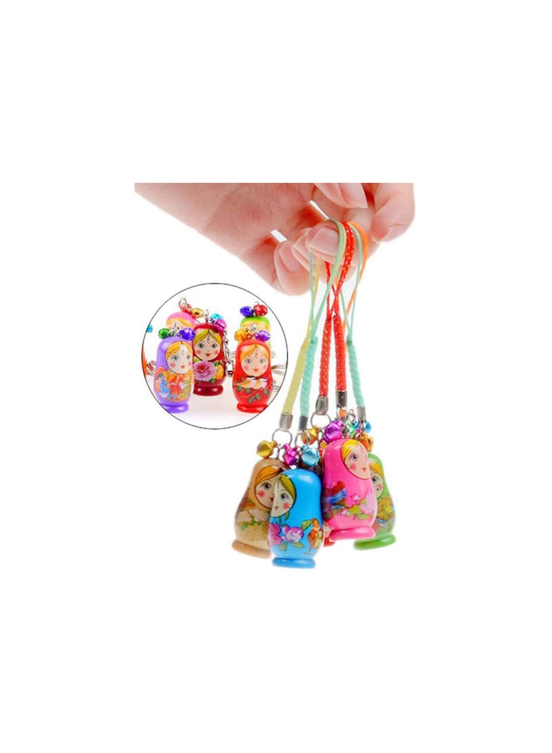 GGOOT 12pcs Wooden Matryoshka Nesting Dolls Dolls Keychains Keyrings Bag Purse Backpack Charms Birthday Party Favors Gifts - Image 4