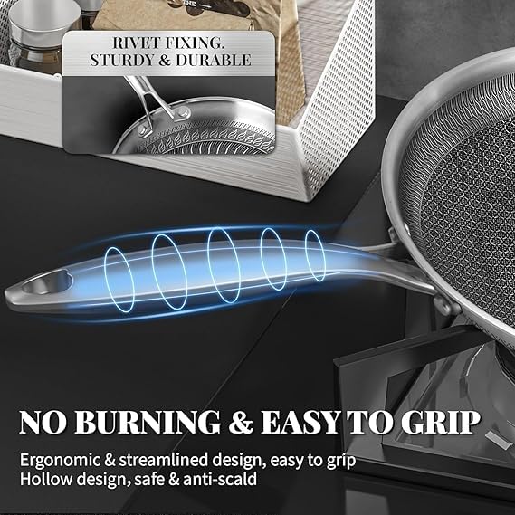 TRADY Revolutionize Your Cooking Experience with The Ultimate Stainless Steel Nonstick Fry Pan - Durable, Versatile, and Perfect for Every Kitchen! - Image 2