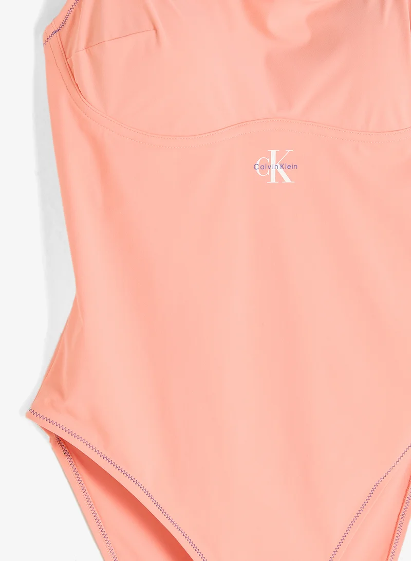 CALVIN KLEIN  Logo Plunge Swimsuit for Women | Best Price UAE