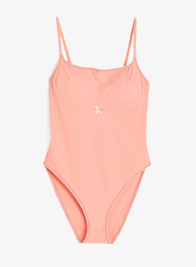 CALVIN KLEIN Logo Plunge Swimsuit