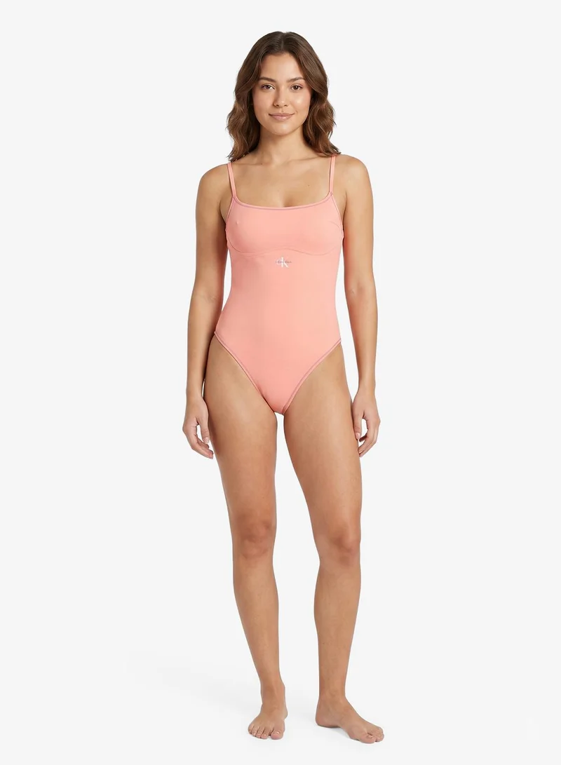 Calvin Klein  Logo Plunge Swimsuit for Women | Best Price UAE