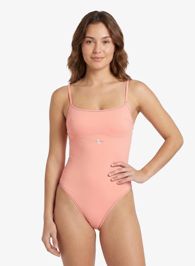 Calvin Klein  Logo Plunge Swimsuit for Women | Best Price UAE