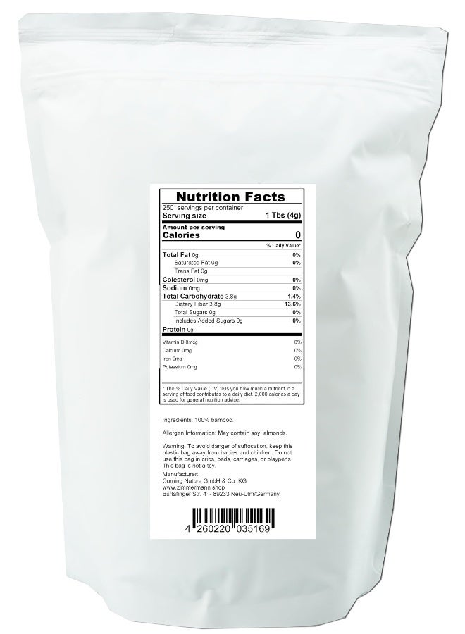 Zimmermann Bamboo Fiber 22lb 1000g gluten free flour Non GMO Keto Flour 100 Bamboo Keto  LowCarb Baking  Cooking Low Calorie Flour - Image 4