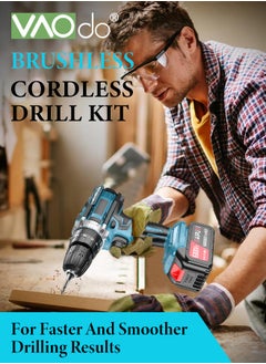 VAOdo 24V Cordless Drill Set with 2 Battery and LED Light 2 Variable Speed Power Drill Kit  Variable Speed 25+1 Torque Settings and 24pcs Drill Bits Cordless Impact Hammer Drill Driver  for Wood Cement Concrete Ceiling Brick Wall  - Image 2