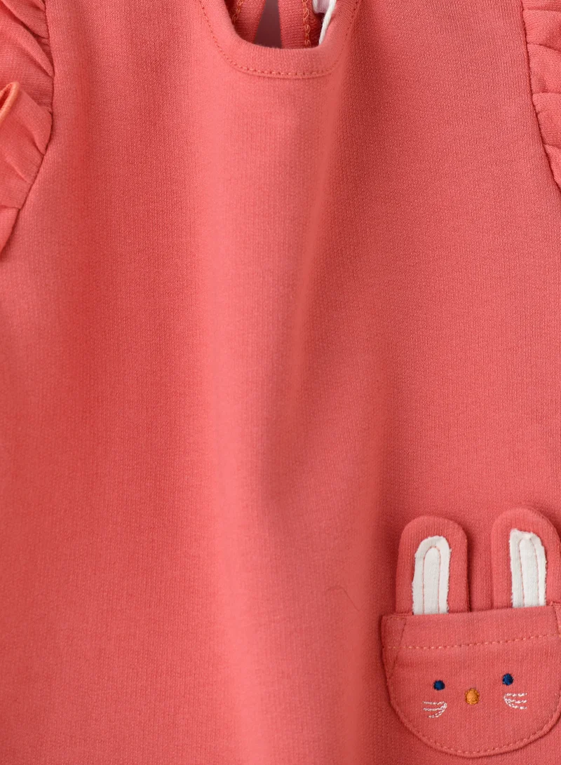 Jelliene Baby Coral Top with Bunny Pocket and Ruffles