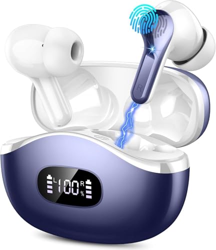 Motost Wireless Earbuds, Bluetooth Headphones 5.4 HiFi Stereo Ear buds with ENC Noise Cancelling Mic, 40H Bluetooth Earbuds with Dual LED Display Charging Case, IP7 Waterproof Earphones for Android iOS, Blue - Image 1