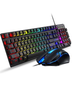 Forev FV-Q305S-104 Keys RGB Gaming Keyboard and Mouse - Dustproof and Waterproof - Black  - Image 1