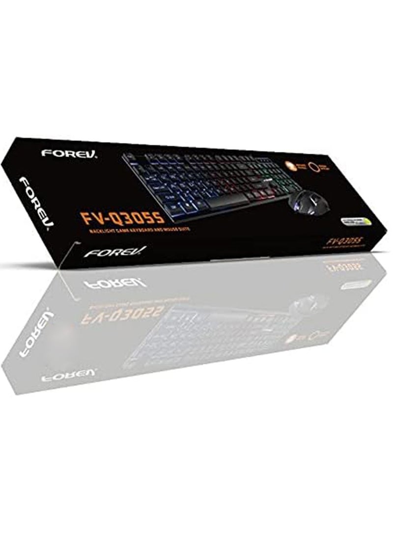 Forev - FV-Q305S-104 Keys RGB Gaming Keyboard and Mouse - Dustproof and Waterproof - Black - Image 1