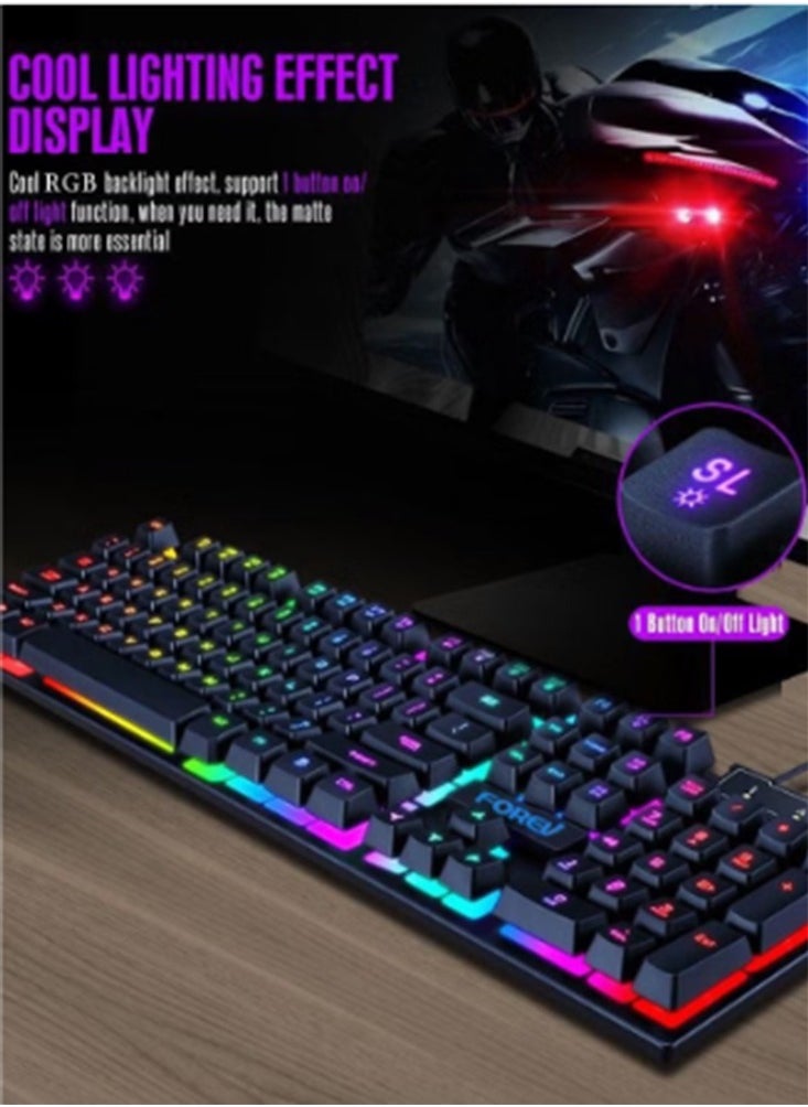 Forev - FV-Q305S-104 Keys RGB Gaming Keyboard and Mouse - Dustproof and Waterproof - Black - Image 1
