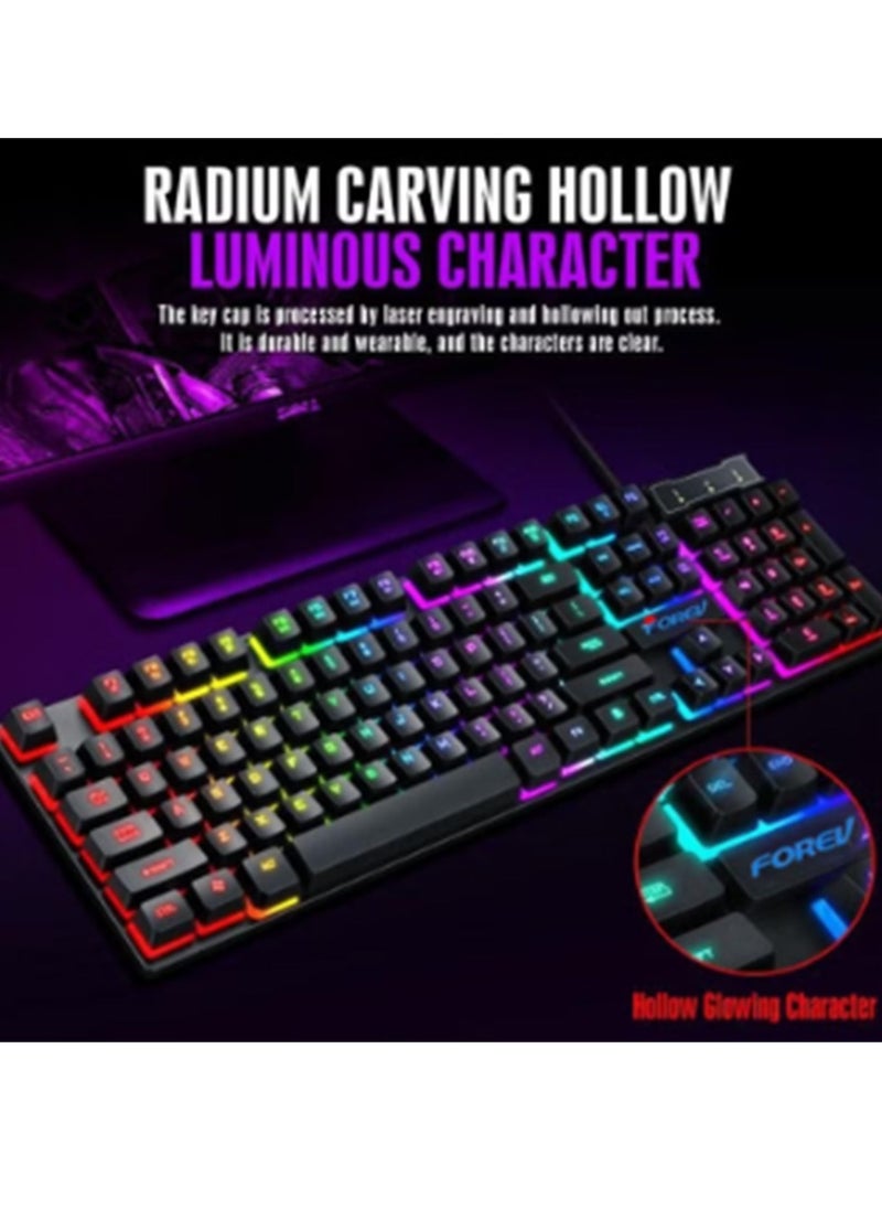Forev - FV-Q305S-104 Keys RGB Gaming Keyboard and Mouse - Dustproof and Waterproof - Black - Image 1