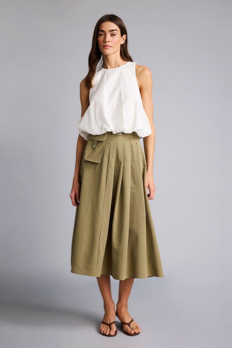 DeFacto Green Woman A Cut Normal Waist Midi Skirt Casual - Image 4