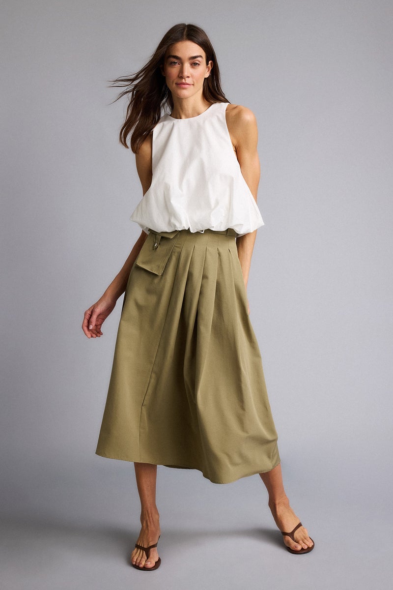 DeFacto Green Woman A Cut Normal Waist Midi Skirt Casual - Image 3