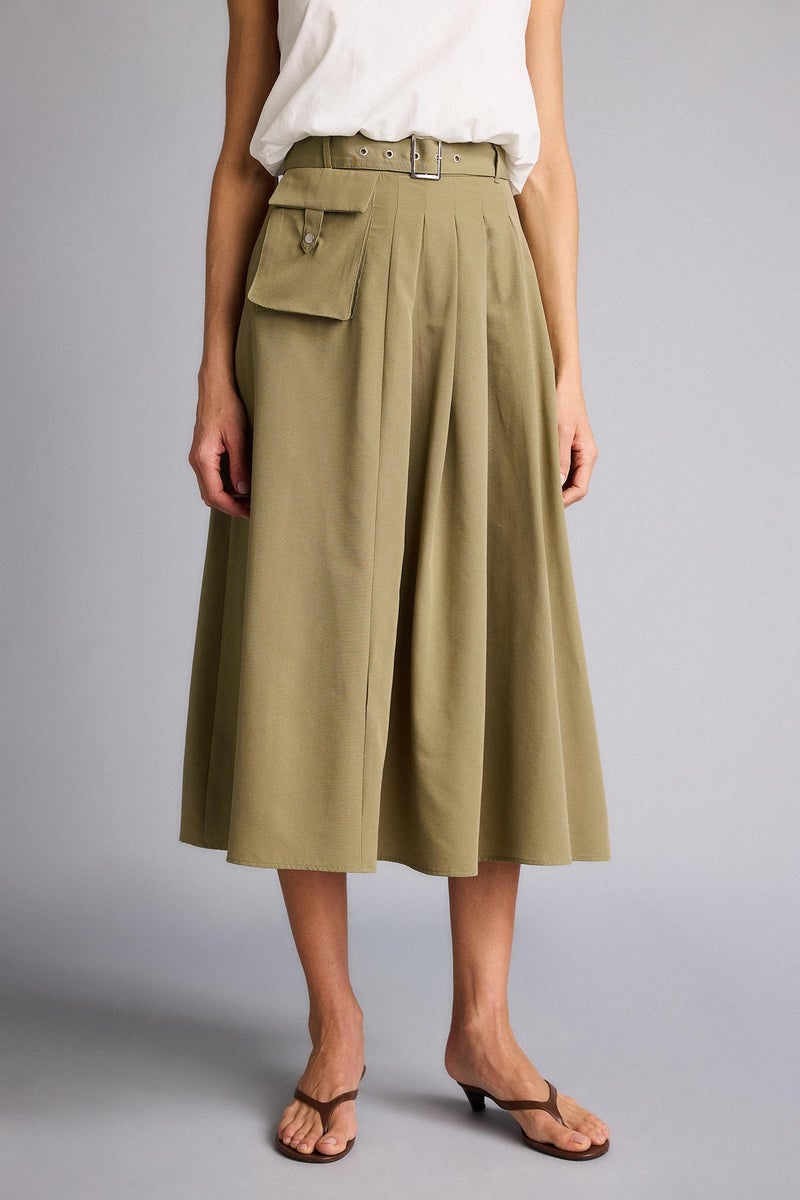 DeFacto Green Woman A Cut Normal Waist Midi Skirt Casual - Image 5