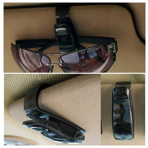 Sulfar 2 Pcs Car Sunglass Holder Eyeglasses Storage Fastener Sun Visor Clip-on Glass Case for All Cars, SUVs, Trucks (Universal Black) - Image 2