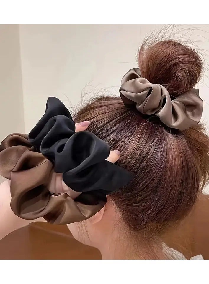 يوكانبي 3 قطع من حلقات الشعر الأنيقة والبسيطة من الساتان، غطاء رأس من القماش بلون واحد للنساء، هدية للاستخدام اليومي في العطلات - Image 4