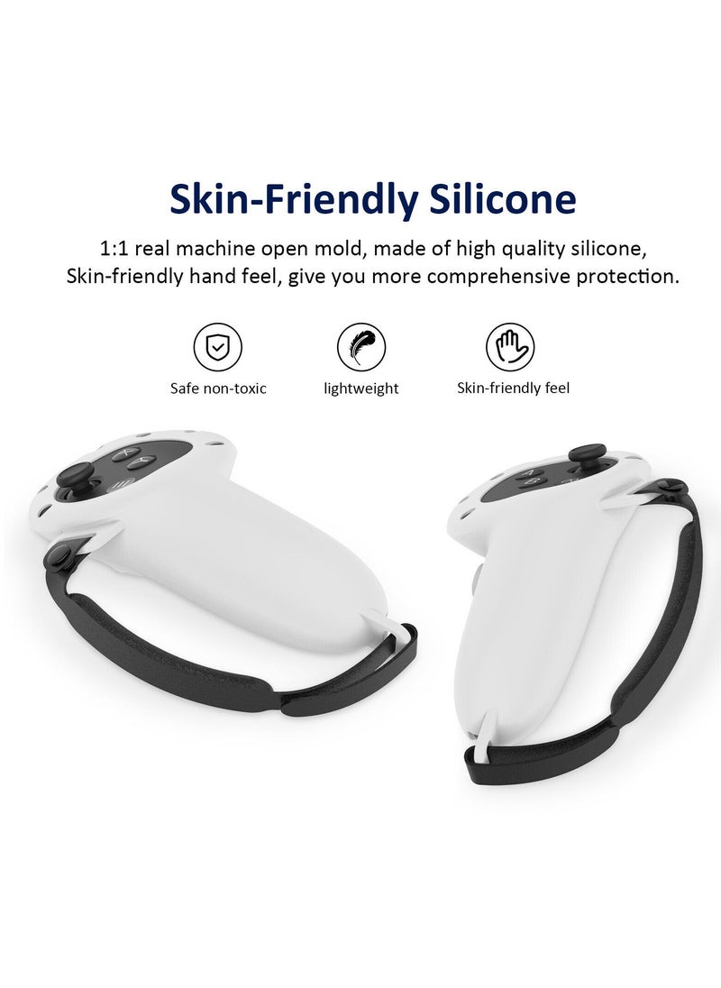 SYOSI Controller Grips for Oculus Quest 3 Comfortable Silicone Cover with Adjustable Controller Hand Straps 2Pcs Rocker Cap and Joystick Protection Reserve Precise Hole Positions White  - Image 5