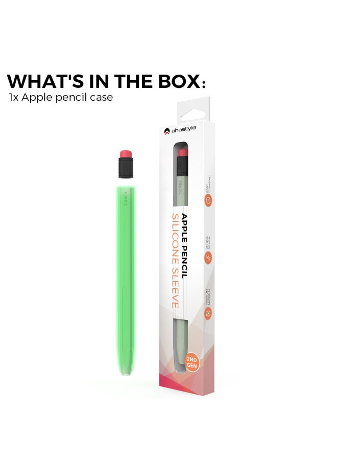 Pencil Generation Silicone Protective Case Vintage Pencil Anti-slip Anti-fall Pen Cover Digital Computer/ipad Protective Cover-Color:Luminous Green (Black Hat)-Applicable Model:Apple Pencil Pro u002  - Image 1