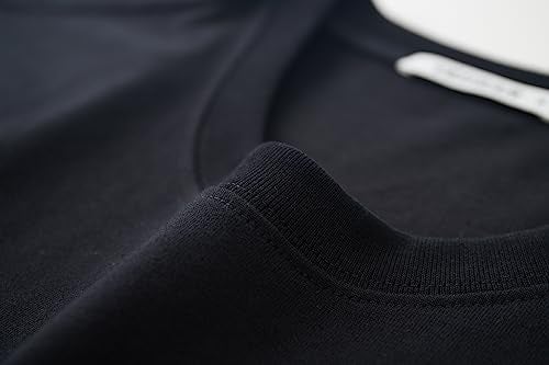 VEIISAR Men's Heavy Weight Crew Neck Long Sleeve T Shirt - Mens 100 Cotton Thick Pre Shrunk Shirts Black XXL - Image 5