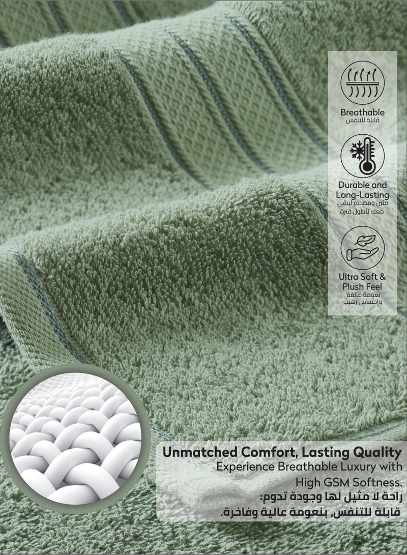 Donetella Premium 100 % Combed Cotton 2-Pcs Hand Towel Set (50 X 90 CM) 600 GSM Super Soft Hand Towel, Highly Absorbent, Quick Dry,Best Towel for Bathroom, Spa And Hotel,Olive Green - Image 5