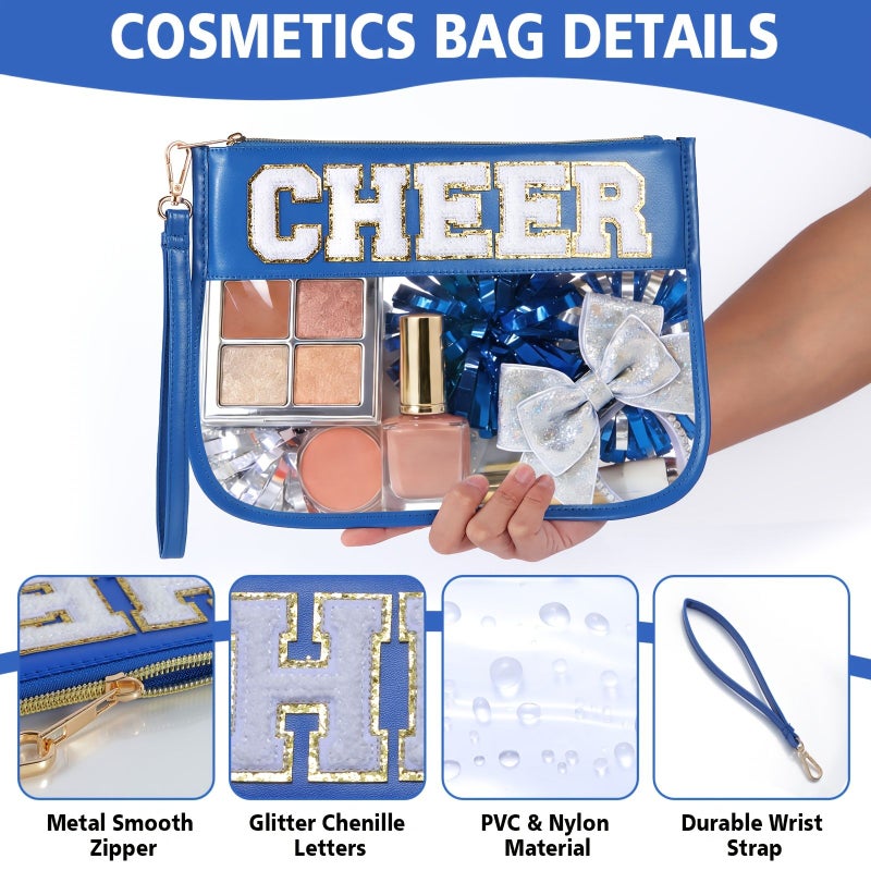 Black Cheerleader Makeup Bag With Chenille Lettering For Women Girls - Image 2
