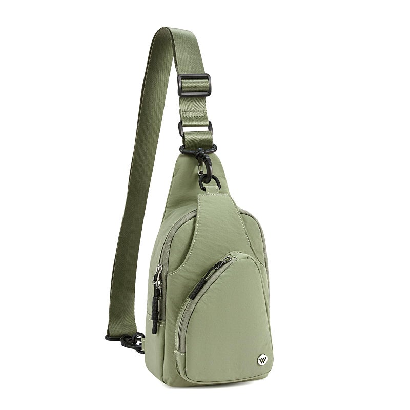 WESTBRONCO Small Sling Bag for Women Nylon Crossbody Purses, Lightweight Crossbody Sling Backpck with Water Bottle Holder for Travel Casual Daily, Green - Image 1