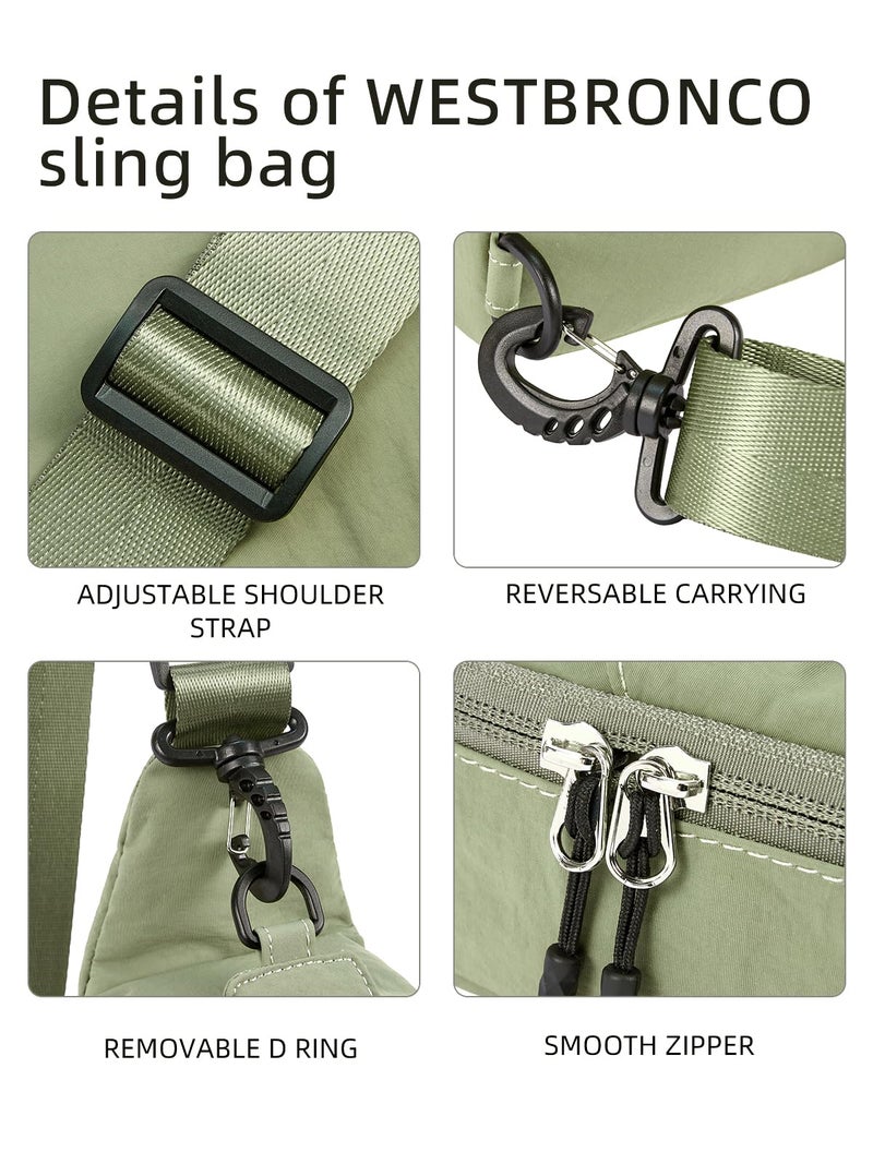 WESTBRONCO Small Sling Bag for Women Nylon Crossbody Purses, Lightweight Crossbody Sling Backpck with Water Bottle Holder for Travel Casual Daily, Green - Image 5