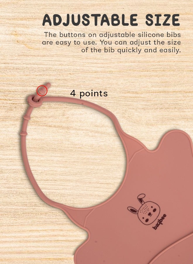 Baybee Baby Silicone Waterproof Bibs for New Born with Pocket & 6 Adjustable Neckline Buttons | Baby Feeding Bib for infants with Reusable, Easy Cleaning Bibs for Boys Girls 6 - 12 months (Pink) - Image 4