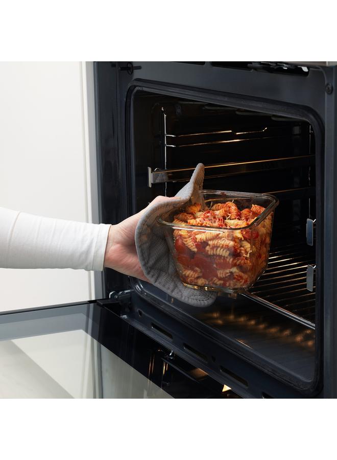 زبون وعاء طعام مع غطاء، زجاج مربع/خيزران، 1.2 لتر - Image 4