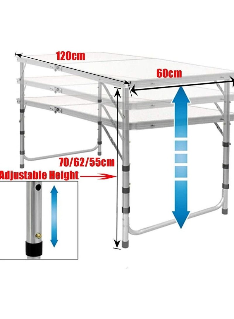 DubaiGallery طاولة قابلة للطي من الألومنيوم، طاولة تخييم خفيفة الوزن قابلة للتعديل الارتفاع، طاولة قابلة للطي متينة للتنزه على الشاطئ في الهواء الطلق في الأماكن المغلقة - Image 5