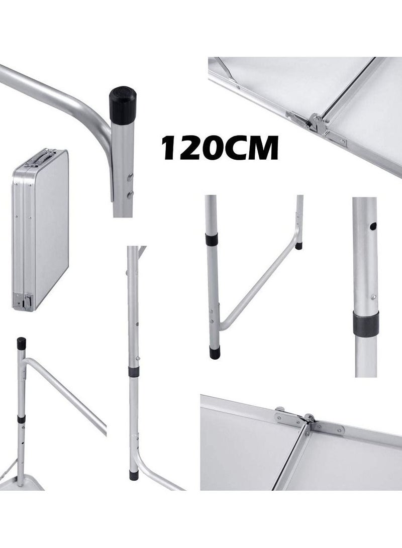 DubaiGallery طاولة قابلة للطي من الألومنيوم، طاولة تخييم خفيفة الوزن قابلة للتعديل الارتفاع، طاولة قابلة للطي متينة للتنزه على الشاطئ في الهواء الطلق في الأماكن المغلقة - Image 3