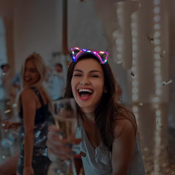 Jeffan 10 PCS Light Up Cat Ears Headband, LED Cute Cat Head Accessories for Women and Men Bar Party Supplies - Image 5