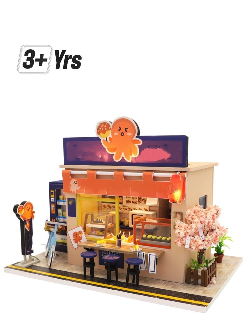 Takoyaki Shop Diy Miniature House Kit Crafts Toys Miniature Handmade Building Model 3d Wooden Puzzle Suitable For Adults And Children - Image 1