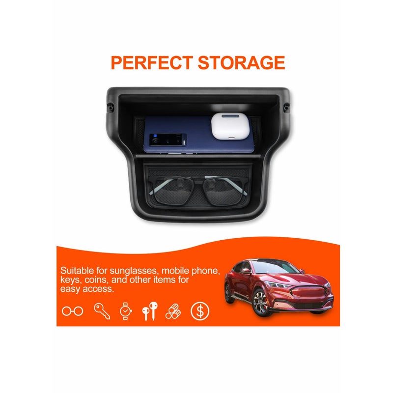 SOLARAE For Ford Mustang Mach-E 2021 2022, Center Console Dash Storage Tray Organizer with Cellphone Holder Inserts Dashboard Storage Box Accessories - Image 5