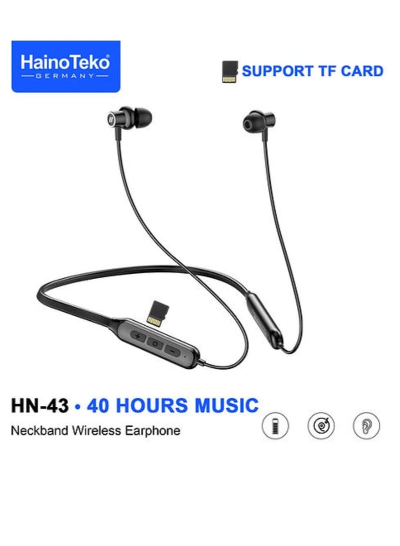 Haino Teko HN-43 Bluetooth Neckband Headphones 40 Hours of Music with High Sound Quality, Ultra-clear Microphone, TF Card Support, Bluetooth 5.4 - Image 1