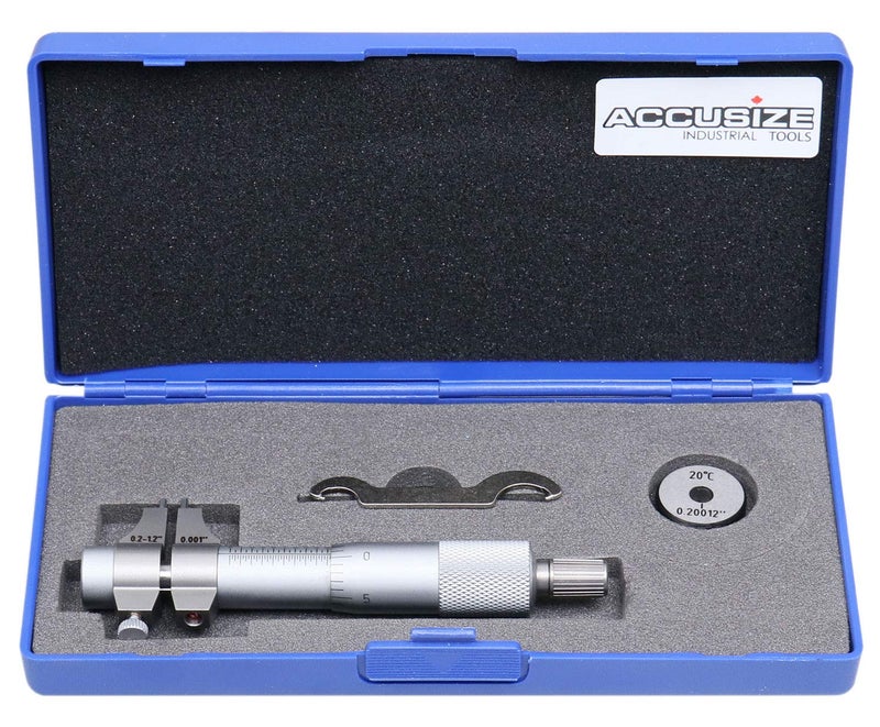 Accusize Industrial Tools 0.2-1.2'' by 0.001'' Inside Micrometer, Satin Chrome Finished, Eg00-3221 - Image 1