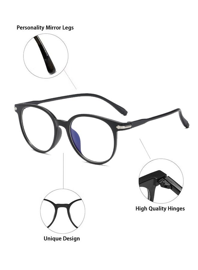 نظارات - نظارات حجب الضوء الأزرق - نظارات بدون وصفة طبية - نظارات للجنسين للقراءة/الألعاب/التلفزيون/استخدام الهاتف المحمول - تخفف إجهاد العين - نظارات كمبيوتر أنيقة وخفيفة الوزن للغاية - تأتي مع حافظة نظارات (أسود غير لامع) - Image 3