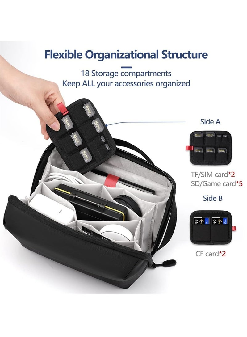 أوزيغالور منظم إلكترونيات، حقيبة يد مقاومة للماء للسفر، مخصصة للكابلات وبطاريات الكاميرا وبطاريات الشحن المحمولة، لون أسود - Image 3