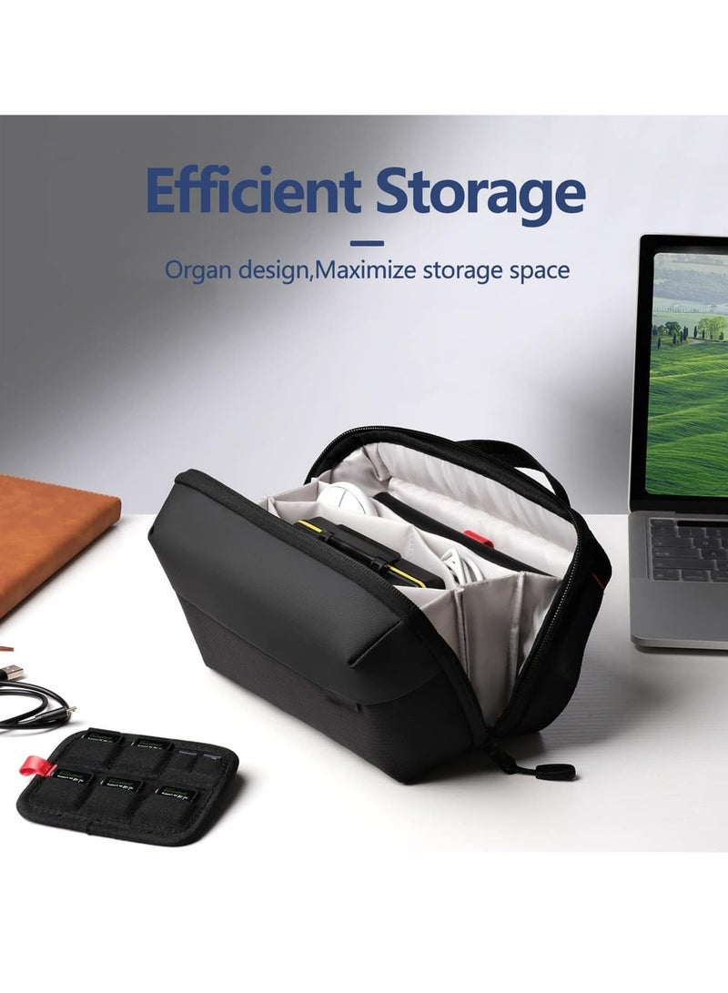 أوزيغالور منظم إلكترونيات، حقيبة يد مقاومة للماء للسفر، مخصصة للكابلات وبطاريات الكاميرا وبطاريات الشحن المحمولة، لون أسود - Image 4