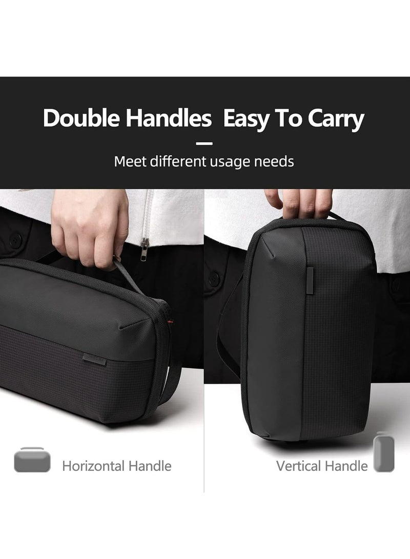أوزيغالور منظم إلكترونيات، حقيبة يد مقاومة للماء للسفر، مخصصة للكابلات وبطاريات الكاميرا وبطاريات الشحن المحمولة، لون أسود - Image 5