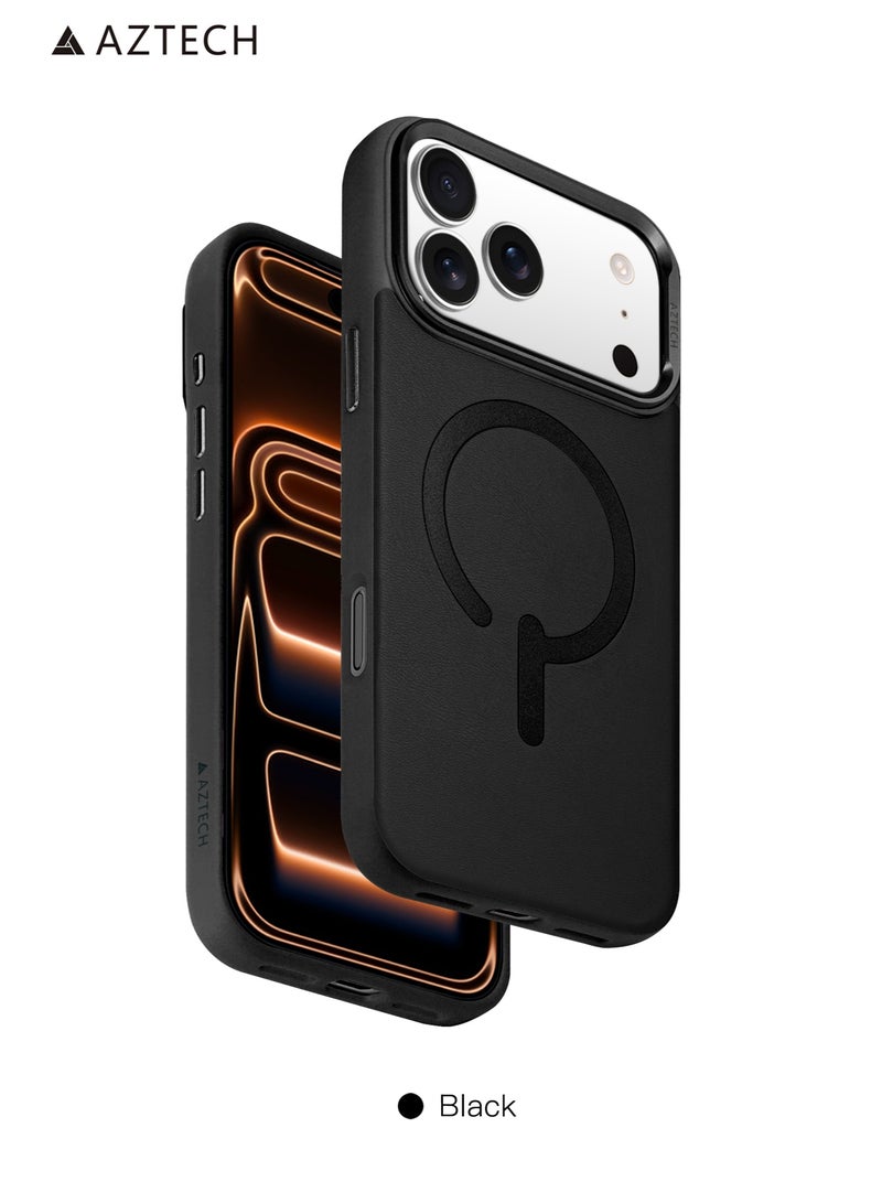 Aztech غطاء جلد مغناطيسي من AZTECH لجهاز iPhone 17 Pro، مع حامل غير مرئي مدمج [متوافق مع Magsafe] غطاء هاتف واقي نحيف مع حامل لجهاز iPhone 17 Pro، بني