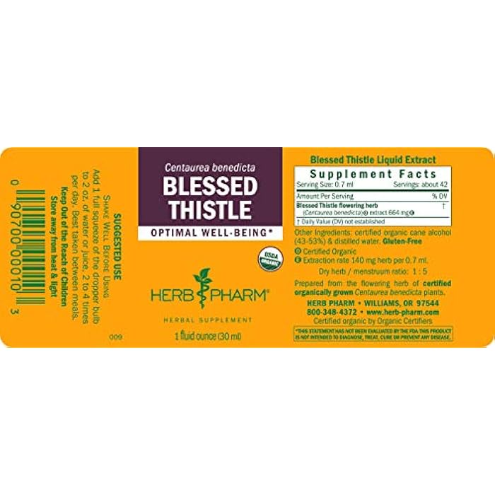 Herb Pharm Certified Organic Blessed Thistle Liquid Extract - 1 Ounce - Image 5