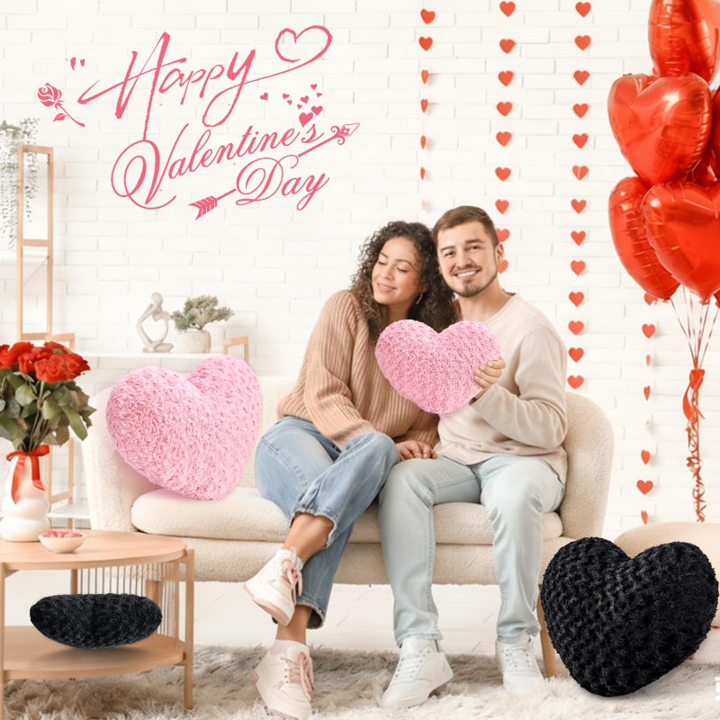 IREMATE Heart Pillow Black Throw Pillows, Soft and Fluffy Decorative Pillows for Bed Couch Chair, Cute Heart Shaped Room Decor for Valentine Anniversary Birthday Halloween Christmas (Small, 13"x10") - Image 2