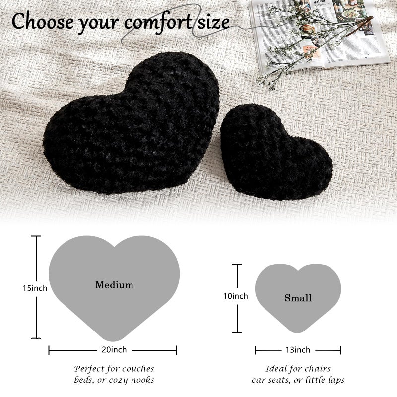 IREMATE Heart Pillow Black Throw Pillows, Soft and Fluffy Decorative Pillows for Bed Couch Chair, Cute Heart Shaped Room Decor for Valentine Anniversary Birthday Halloween Christmas (Small, 13"x10") - Image 4