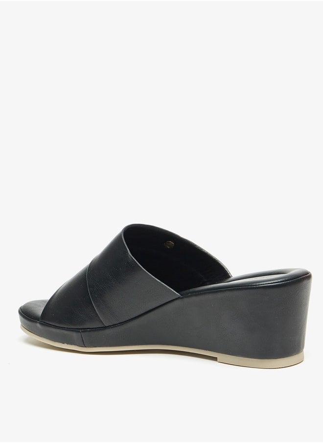 Flora Bella By Shoexpress - Women's Textured Slip-On Sandals With Wedge Heels - Image 1
